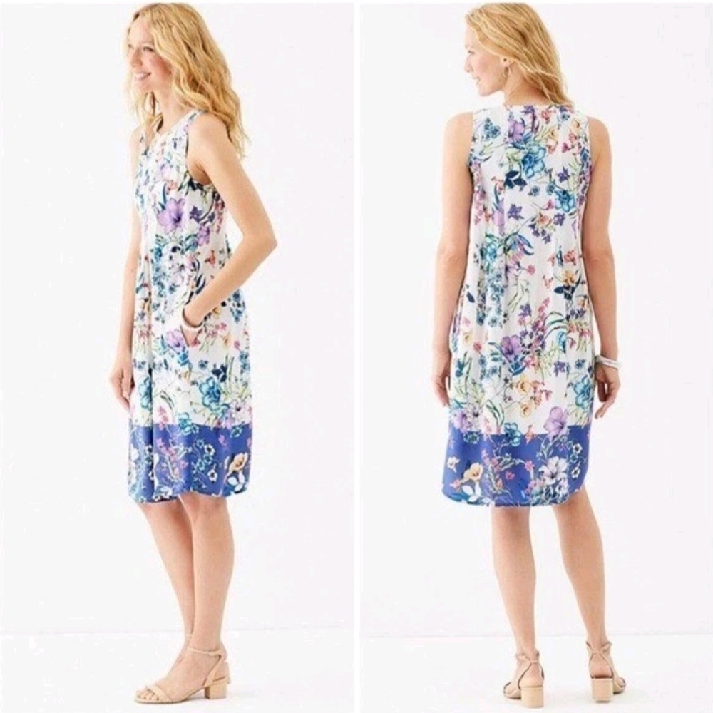 J. Jill Floral Midi Dress - Purple and Blue